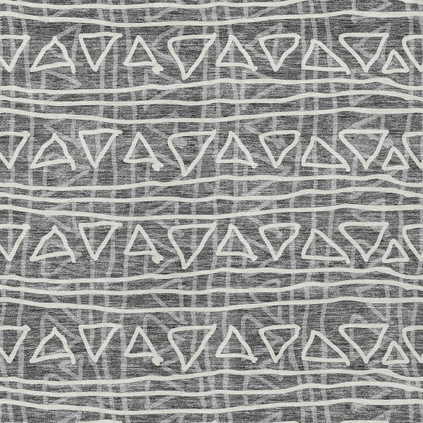 Homeroots 3' Black Gray Ivory Geometric Washable Area Rug For Indoor Outdoor Spaces - Durable & Stylish! 10' X 14' Polyester 583485
