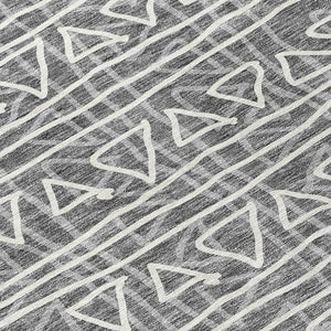 Homeroots 3' Black Gray Ivory Geometric Washable Area Rug For Indoor Outdoor Spaces - Durable & Stylish! 10' X 14' Polyester 583485