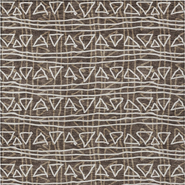 Homeroots 3' Black Gray Ivory Geometric Washable Area Rug For Indoor Outdoor Spaces - Durable & Stylish! 3' X 5' Polyester 583486