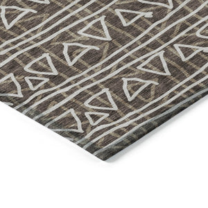 Homeroots 3' Black Gray Ivory Geometric Washable Area Rug For Indoor Outdoor Spaces - Durable & Stylish! 3' X 5' Polyester 583486