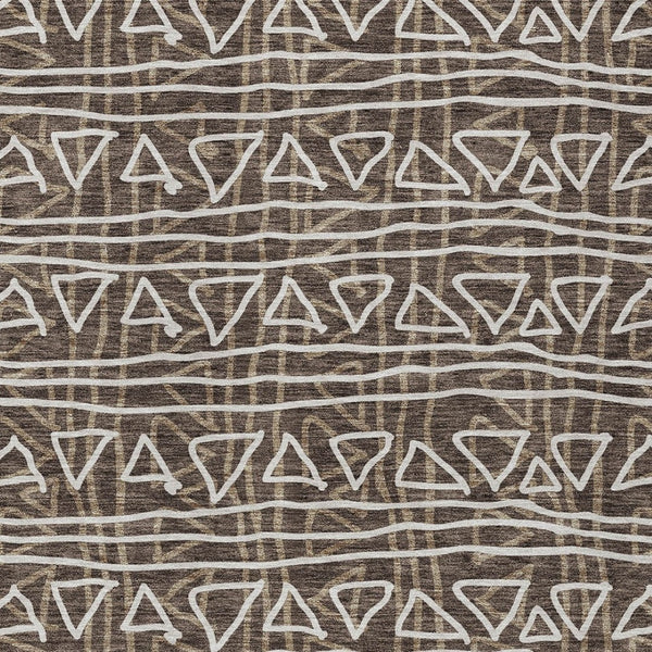 Homeroots 3' Black Gray Ivory Geometric Washable Area Rug For Indoor Outdoor Spaces - Durable & Stylish! 5' X 8' Polyester 583487