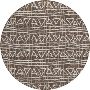 Homeroots 3' Black Gray Ivory Geometric Washable Area Rug For Indoor Outdoor Spaces - Durable & Stylish! 8' Round Polyester 583488