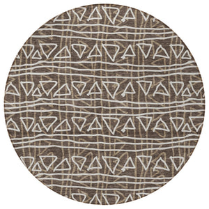 Homeroots 3' Black Gray Ivory Geometric Washable Area Rug For Indoor Outdoor Spaces - Durable & Stylish! 8' Round Polyester 583488