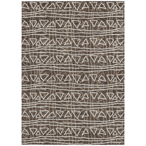 Homeroots 3' Black Gray Ivory Geometric Washable Area Rug For Indoor Outdoor Spaces - Durable & Stylish! 8' X 10' Polyester 583489