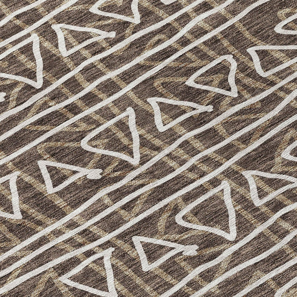Homeroots 3' Black Gray Ivory Geometric Washable Area Rug For Indoor Outdoor Spaces - Durable & Stylish! 8' X 10' Polyester 583489