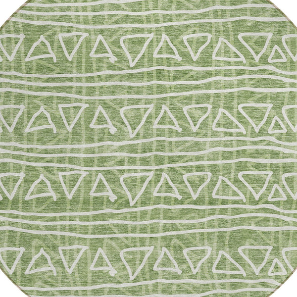 Homeroots 3' Black Gray Ivory Geometric Washable Area Rug For Indoor Outdoor Spaces - Durable & Stylish! 8' Round Polyester 583494