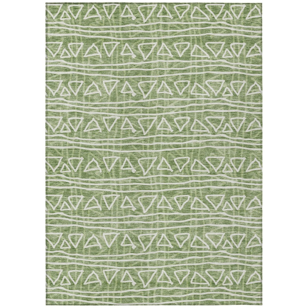 HomeRoots 9' Green and Ivory Geometric Area Rug – Durable, Washable, Stylish for Indoor and Outdoor Spaces 9' X 12' 583496