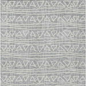 Homeroots 3' Black Gray Ivory Geometric Washable Area Rug For Indoor Outdoor Spaces - Durable & Stylish! 3' X 5' Polyester 583498