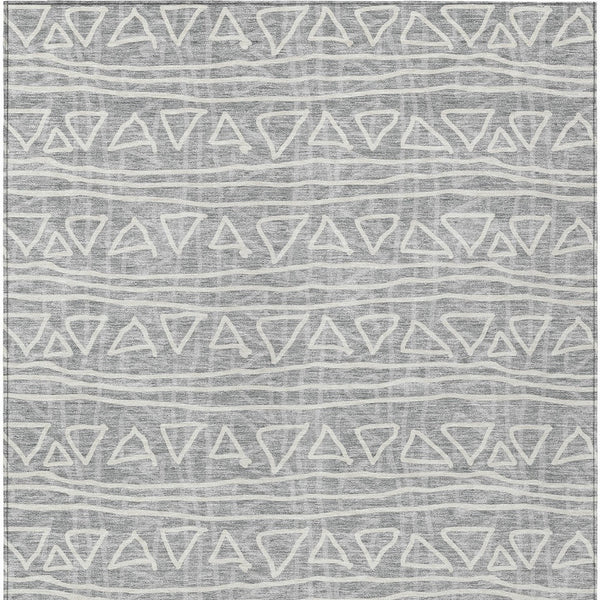 Homeroots 3' Black Gray Ivory Geometric Washable Area Rug For Indoor Outdoor Spaces - Durable & Stylish! 3' X 5' Polyester 583498