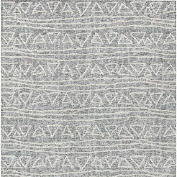 Homeroots 3' Black Gray Ivory Geometric Washable Area Rug For Indoor Outdoor Spaces - Durable & Stylish! 5' X 8' Polyester 583499