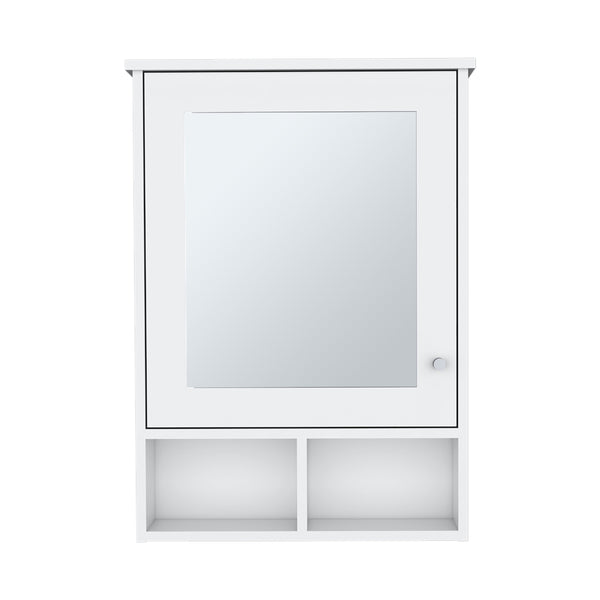English Elm Medicine Cabinet Gibson White - Mirrored Door, 3 Hidden Shelves + 2 Open Shelves, Space-Saving Design B092P238757
