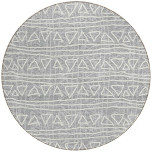 Homeroots 3' Black Gray Ivory Geometric Washable Area Rug For Indoor Outdoor Spaces - Durable & Stylish! 8' Round Polyester 583500