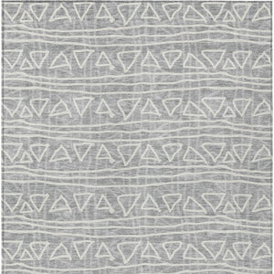 Homeroots 3' Black Gray Ivory Geometric Washable Area Rug For Indoor Outdoor Spaces - Durable & Stylish! 8' X 10' Polyester 583501