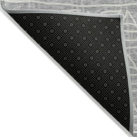 Homeroots 3' Black Gray Ivory Geometric Washable Area Rug For Indoor Outdoor Spaces - Durable & Stylish! 8' X 10' Polyester 583501