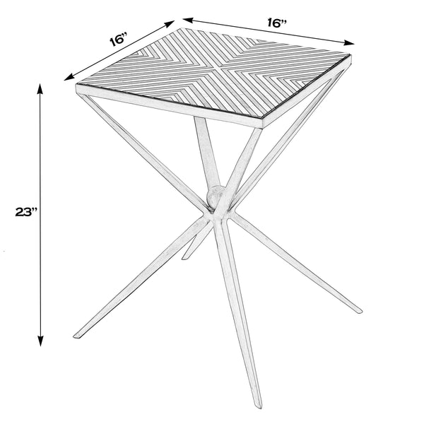 Butler Specialty Issa Square Bone Inlay & Metal Side Table - Stunning Geometric Design For Elegant Living Spaces Multi Aluminum,Iron,Mdf,Bone,Resin 5835025-butler