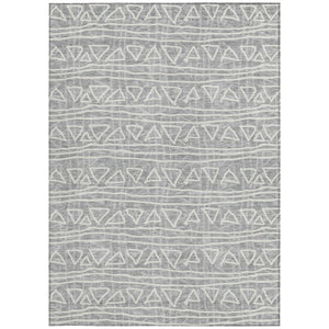 Homeroots 3' Black Gray Ivory Geometric Washable Area Rug For Indoor Outdoor Spaces - Durable & Stylish! 9' X 12' Polyester 583502