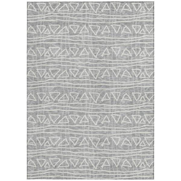 Homeroots 3' Black Gray Ivory Geometric Washable Area Rug For Indoor Outdoor Spaces - Durable & Stylish! 9' X 12' Polyester 583502