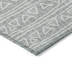 Homeroots 3' Black Gray Ivory Geometric Washable Area Rug For Indoor Outdoor Spaces - Durable & Stylish! 10' X 14' Polyester 583503