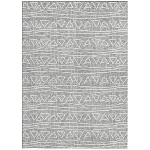 Homeroots 3' Black Gray Ivory Geometric Washable Area Rug For Indoor Outdoor Spaces - Durable & Stylish! 10' X 14' Polyester 583503