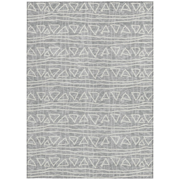 Homeroots 3' Black Gray Ivory Geometric Washable Area Rug For Indoor Outdoor Spaces - Durable & Stylish! 10' X 14' Polyester 583503