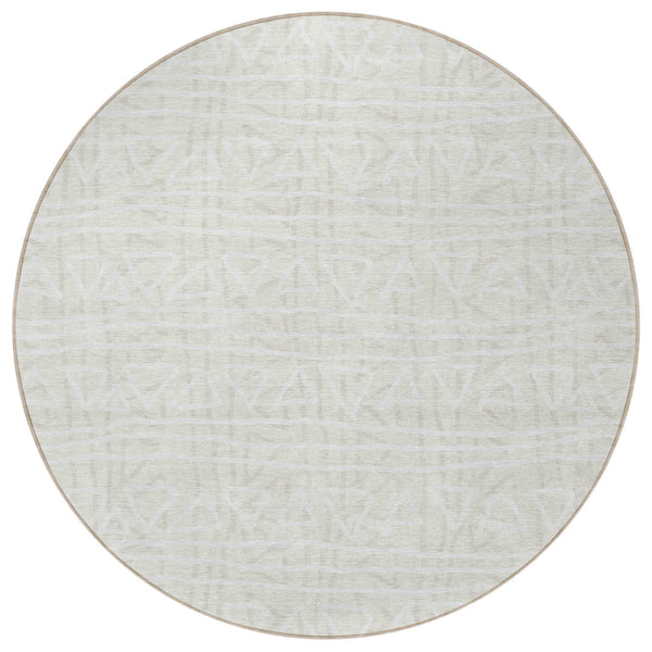 Homeroots 3' Black Gray Ivory Geometric Washable Area Rug For Indoor Outdoor Spaces - Durable & Stylish! 8' Round Polyester 583506