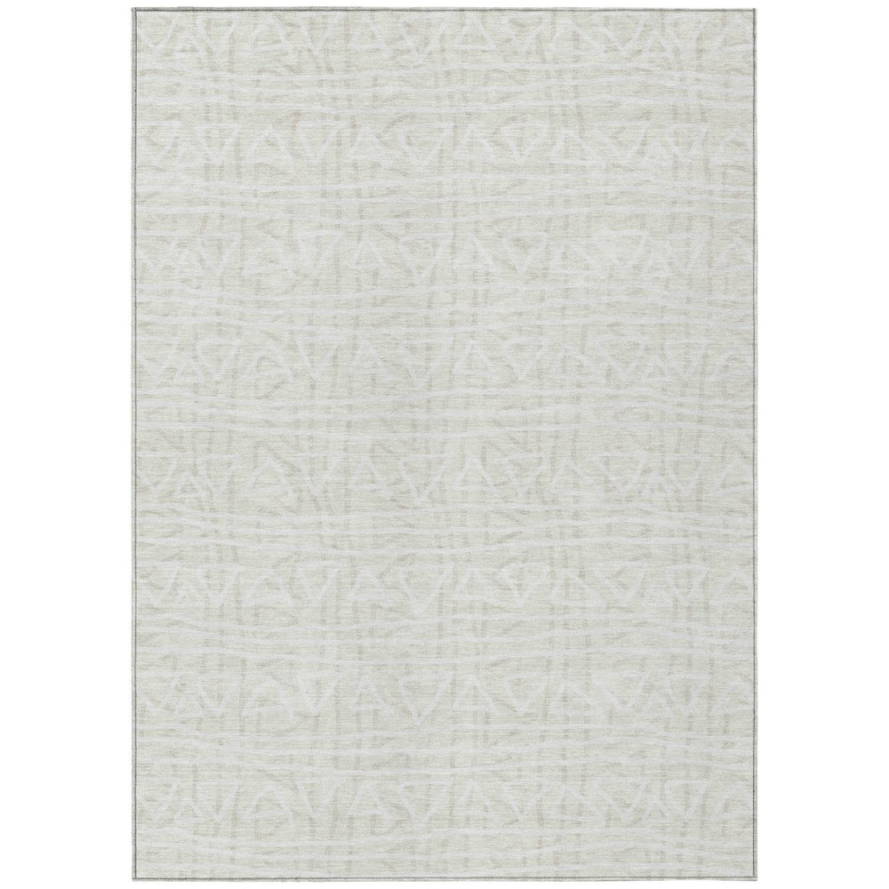 HomeRoots 9' Stylish Ivory and Beige Geometric Area Rug for Indoor and Outdoor Spaces – Durable and Washable! 9' X 12' 583508