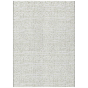 HomeRoots 9' Stylish Ivory and Beige Geometric Area Rug for Indoor and Outdoor Spaces – Durable and Washable! 9' X 12' 583508