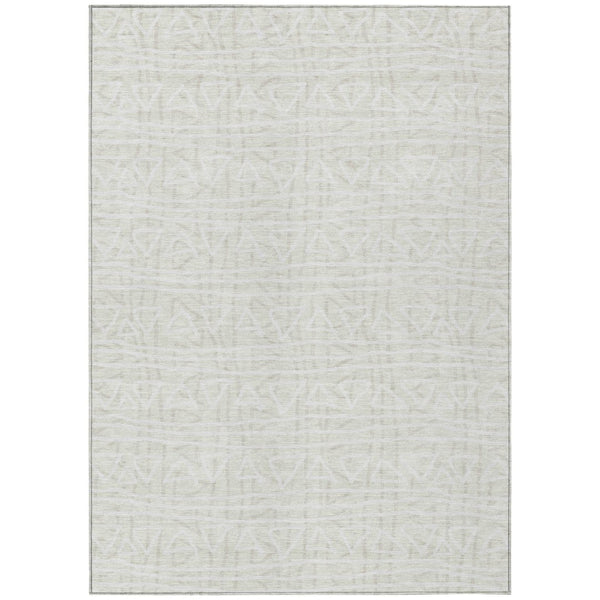 HomeRoots 9' Stylish Ivory and Beige Geometric Area Rug for Indoor and Outdoor Spaces – Durable and Washable! 9' X 12' 583508
