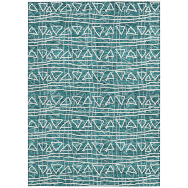 Homeroots 3' Black Gray Ivory Geometric Washable Area Rug For Indoor Outdoor Spaces - Durable & Stylish! 8' X 10' Polyester 583537