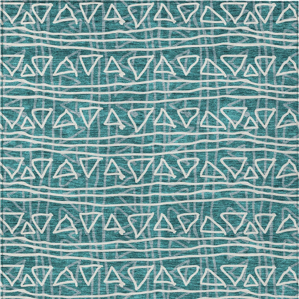 Homeroots 3' Black Gray Ivory Geometric Washable Area Rug For Indoor Outdoor Spaces - Durable & Stylish! 8' X 10' Polyester 583537