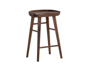 Sunpan Dominic Counter Stool - Solid Oak Craftsmanship with Sculpted Seat for Elegant Modern Spaces Walnut