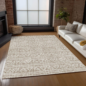 Homeroots 3' Black Gray Ivory Geometric Washable Area Rug For Indoor Outdoor Spaces - Durable & Stylish! 3' X 5' Polyester 583540