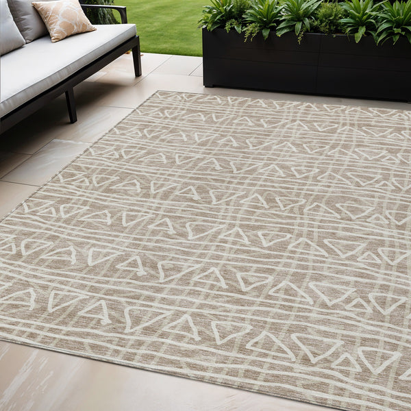 Homeroots 3' Black Gray Ivory Geometric Washable Area Rug For Indoor Outdoor Spaces - Durable & Stylish! 5' X 8' Polyester 583541