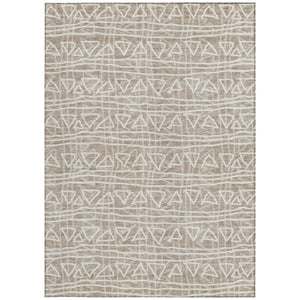 Homeroots 3' Black Gray Ivory Geometric Washable Area Rug For Indoor Outdoor Spaces - Durable & Stylish! 5' X 8' Polyester 583541