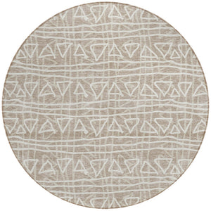 Homeroots 3' Black Gray Ivory Geometric Washable Area Rug For Indoor Outdoor Spaces - Durable & Stylish! 8' Round Polyester 583542