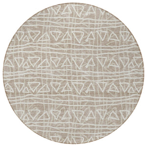 Homeroots 3' Black Gray Ivory Geometric Washable Area Rug For Indoor Outdoor Spaces - Durable & Stylish! 8' Round Polyester 583542
