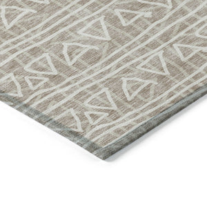 Homeroots 3' Black Gray Ivory Geometric Washable Area Rug For Indoor Outdoor Spaces - Durable & Stylish! 8' X 10' Polyester 583543