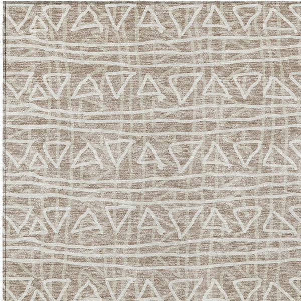 Homeroots 3' Black Gray Ivory Geometric Washable Area Rug For Indoor Outdoor Spaces - Durable & Stylish! 8' X 10' Polyester 583543