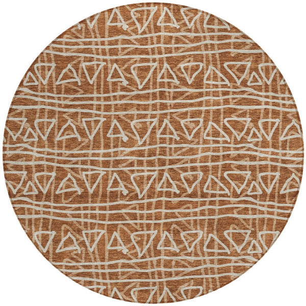 Homeroots 3' Black Gray Ivory Geometric Washable Area Rug For Indoor Outdoor Spaces - Durable & Stylish! 8' Round Polyester 583548