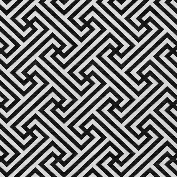 Homeroots 3' Black And Ivory Geometric Washable Area Rug For Indoor And Outdoor Spaces, Durable & Stylish 5' X 8' Polyester 583559