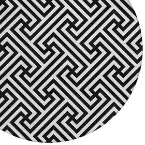 Homeroots 3' Black And Ivory Geometric Washable Area Rug For Indoor And Outdoor Spaces, Durable & Stylish 8' Round Polyester 583560