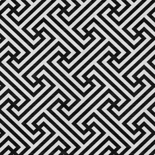 Homeroots 3' Black And Ivory Geometric Washable Area Rug For Indoor And Outdoor Spaces, Durable & Stylish 9' X 12' Polyester 583562