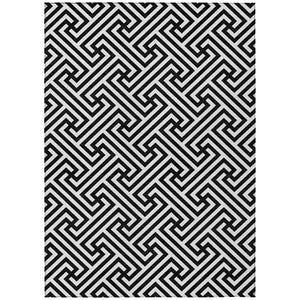 HomeRoots 5' Modern Black and Ivory Geometric Area Rug - Durable, Washable, Perfect for Indoor and Outdoor Use 10' X 14' 583563