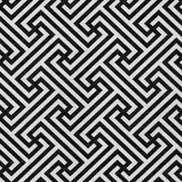 Homeroots 3' Black And Ivory Geometric Washable Area Rug For Indoor And Outdoor Spaces, Durable & Stylish 10' X 14' Polyester 583563