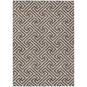 HomeRoots 5' Durable Brown and Beige Geometric Area Rug for Indoor and Outdoor Use - Stylish & Washable Design 5' X 8' 583565