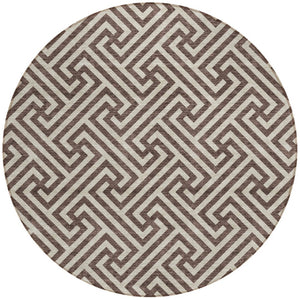 Homeroots 3' Black And Ivory Geometric Washable Area Rug For Indoor And Outdoor Spaces, Durable & Stylish 8' Round Polyester 583566