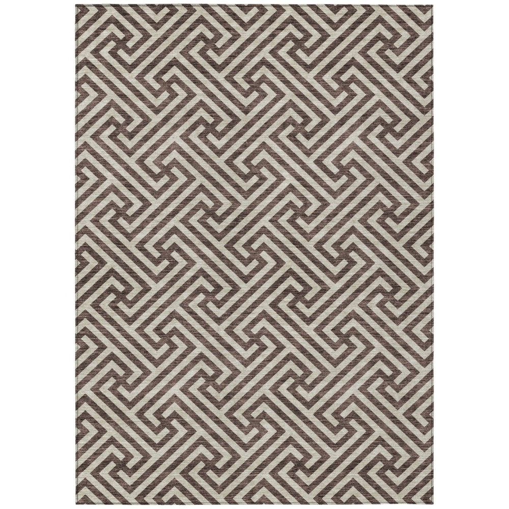 HomeRoots 9' Geometric Washable Area Rug in Brown and Beige – Perfect for Indoor and Outdoor Spaces! 9' X 12' 583568