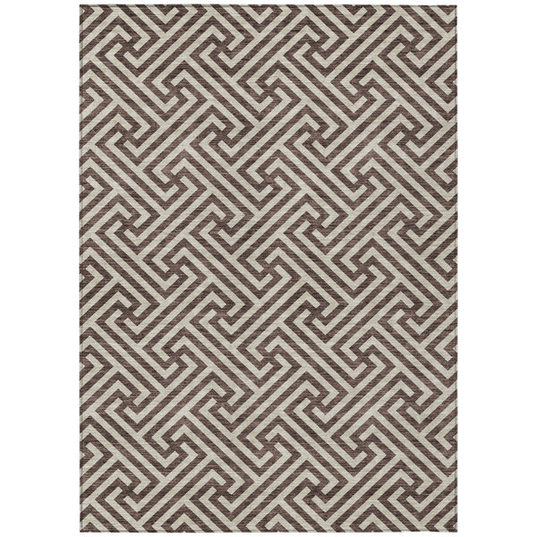 Homeroots 3' Black And Ivory Geometric Washable Area Rug For Indoor And Outdoor Spaces, Durable & Stylish 9' X 12' Polyester 583568