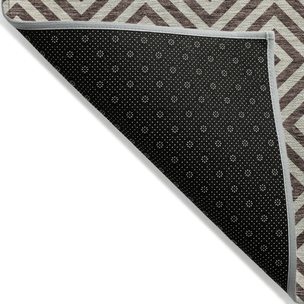 HomeRoots 9' Geometric Washable Area Rug in Brown and Beige – Perfect for Indoor and Outdoor Spaces! 9' X 12' 583568