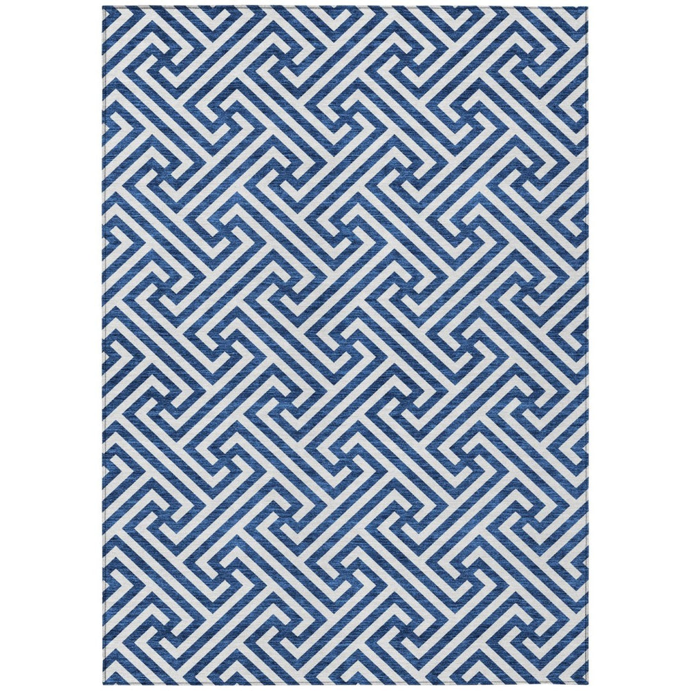 HomeRoots 9' Durable Blue and Ivory Geometric Area Rug – Perfect for Indoor or Outdoor Spaces, Easy Care & Modern Style 9' X 12' 583574